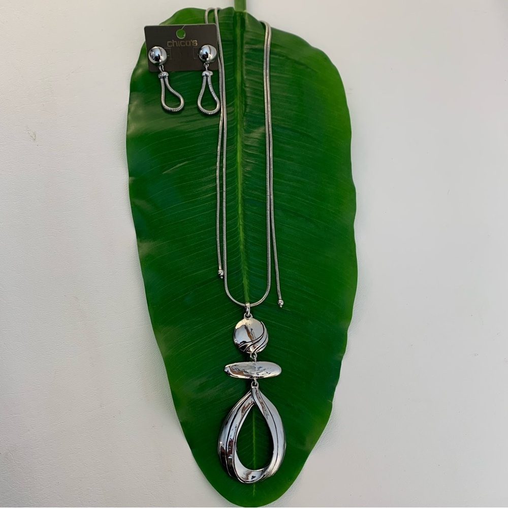 Chico’s Silver-tone Necklace with Earrings